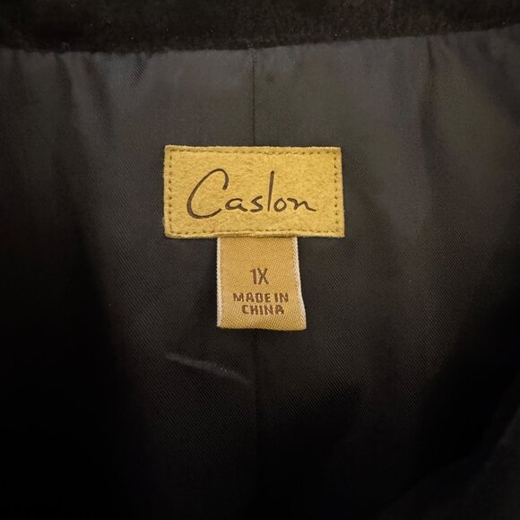 Caslon Women's Black 100% Genuine Leather Jacket Button Front Pockets, Size 1X - Picture 5 of 8